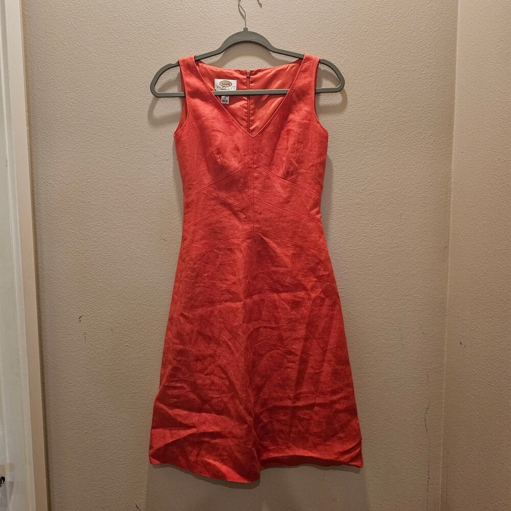 NWOT Talbots V-Neck A-Line Sleeveless Linen Dress Size 2